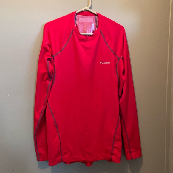 Columbia Men’s Red Omni-Heat Pullover Stretch Long Sleeves Shirt Size Medium - Picture 1 of 7